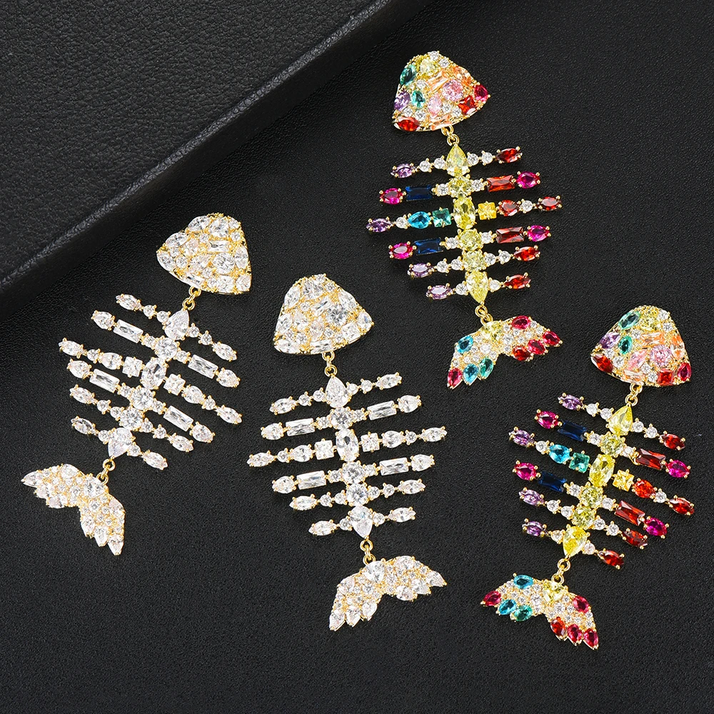 

Jimbora Unique Design Fish Design Fine Dangle Earrings For Women Wedding Cubic Zircon Shiny Charm Ladies Daily Party Earrings