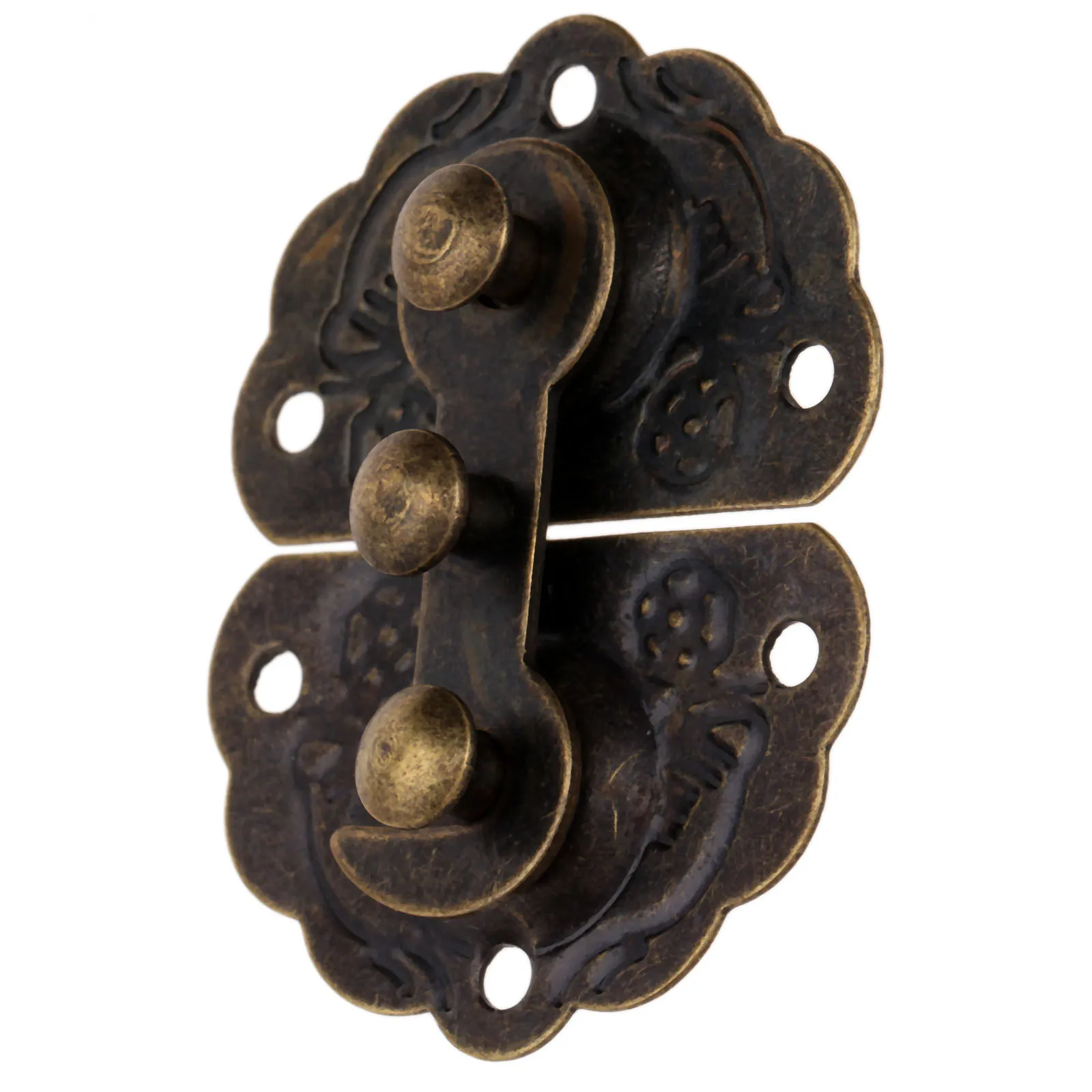1pc Antique Bronze Box Latch Hasp Furniture Hardware Decorative Latch Wooden Jewelry Box Hasp Pad Chest Lock