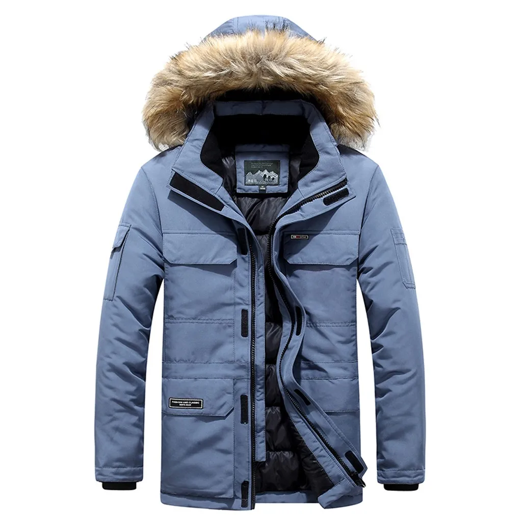 Куртки парка модная мужская зимняя теплая повседневная одежда с карманами и хлопковой подкладкой верхняя одежда мужское пальто размера плюс M-6XL