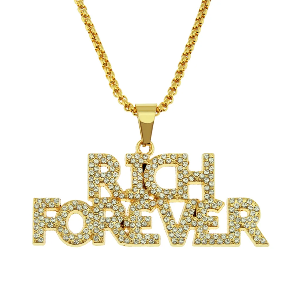 Богатый навсегда ожерелье с буквами цепи Bling в стиле хип-хоп ювелирные изделия