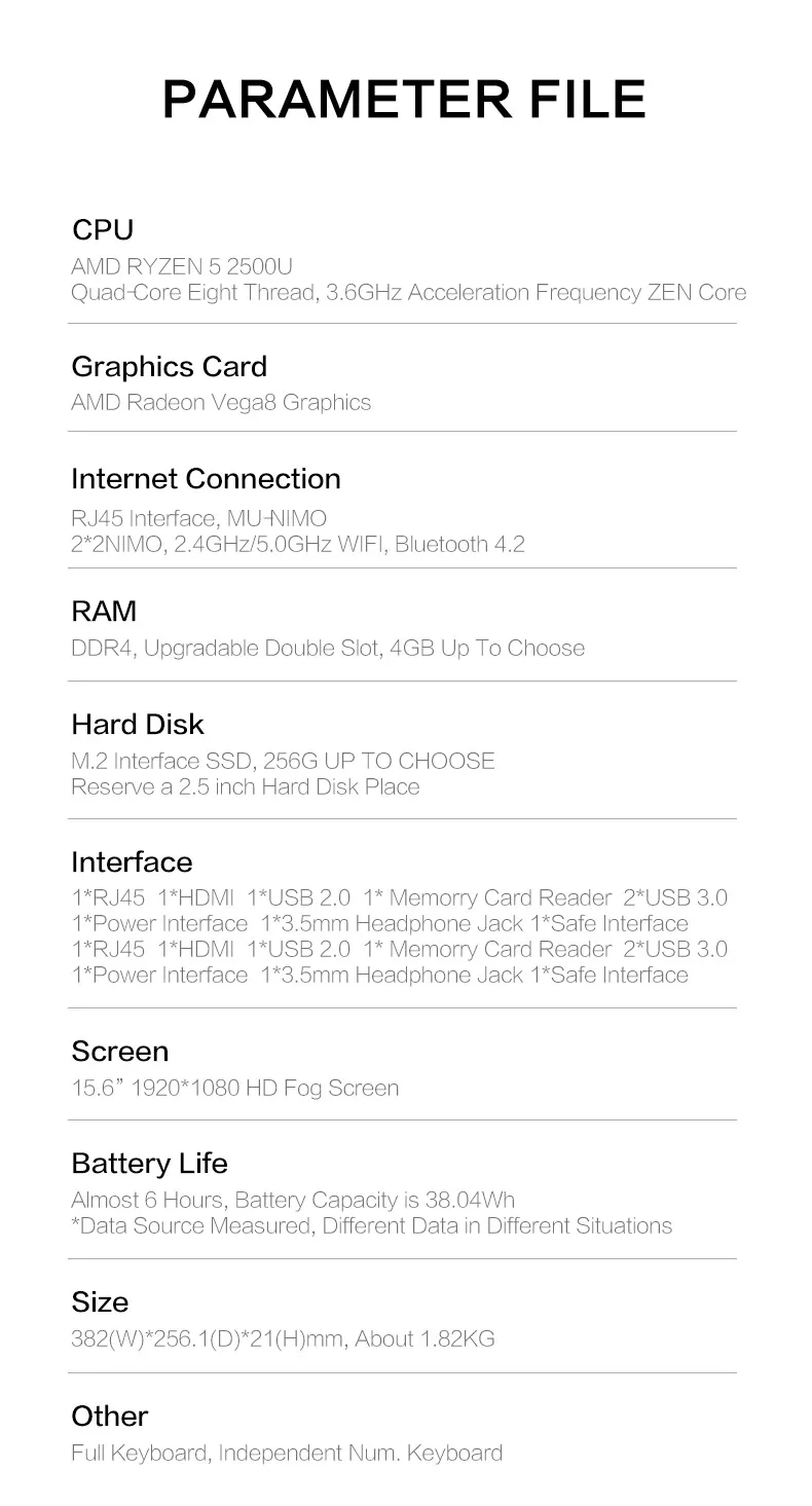 Ноутбук MaiBenBen Damai E526 для офиса AMD Ryzen 5 2500U+ AMD Vega 8 graphics/16G ram/1 ТБ SSD/15," HD TN экран нетбука
