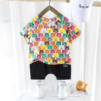 

2020 Summer Baby Boys Girls Clothing Sets Short Sleeve Cartoon T Shirt Shorts Infant Children Vacation Clothes