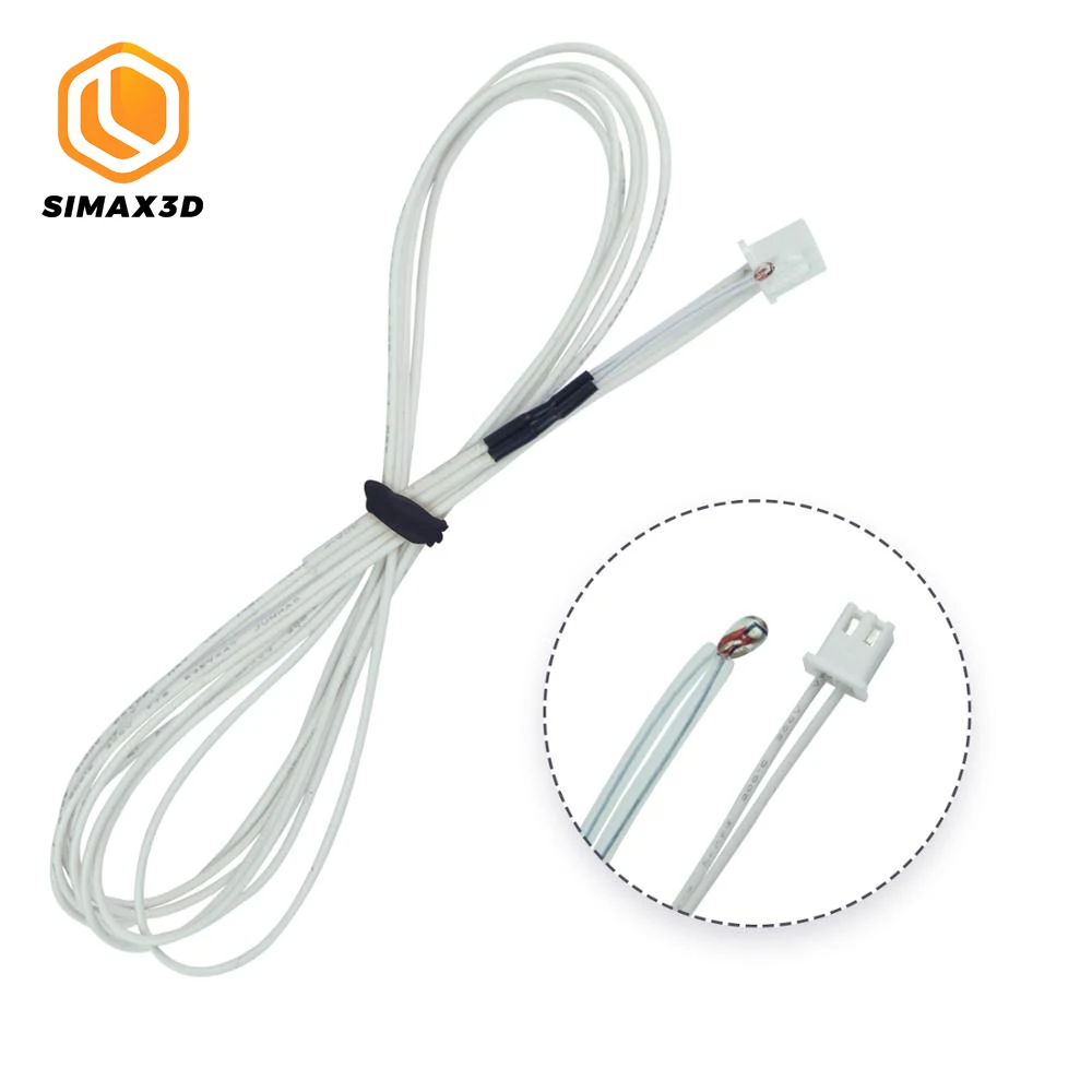 RLECS 5-Pack 3D Printer Thermistors Temperature Sensor NTC 3950 100K with 1M Cable /& 2Pin Head Connector for RepRap 3D Printers Heatbed Hot End Mendel Prusa J-Head