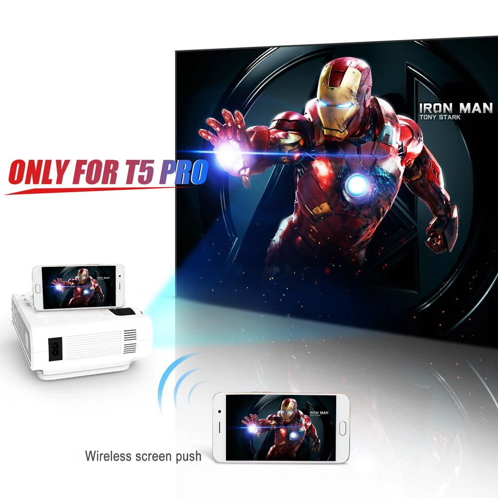 Powerful LED Projector T5 2600 Lumens Video Beamer Android 6.0 WIFI Wireless Sync Display For Phone mini Proyector Home Theater