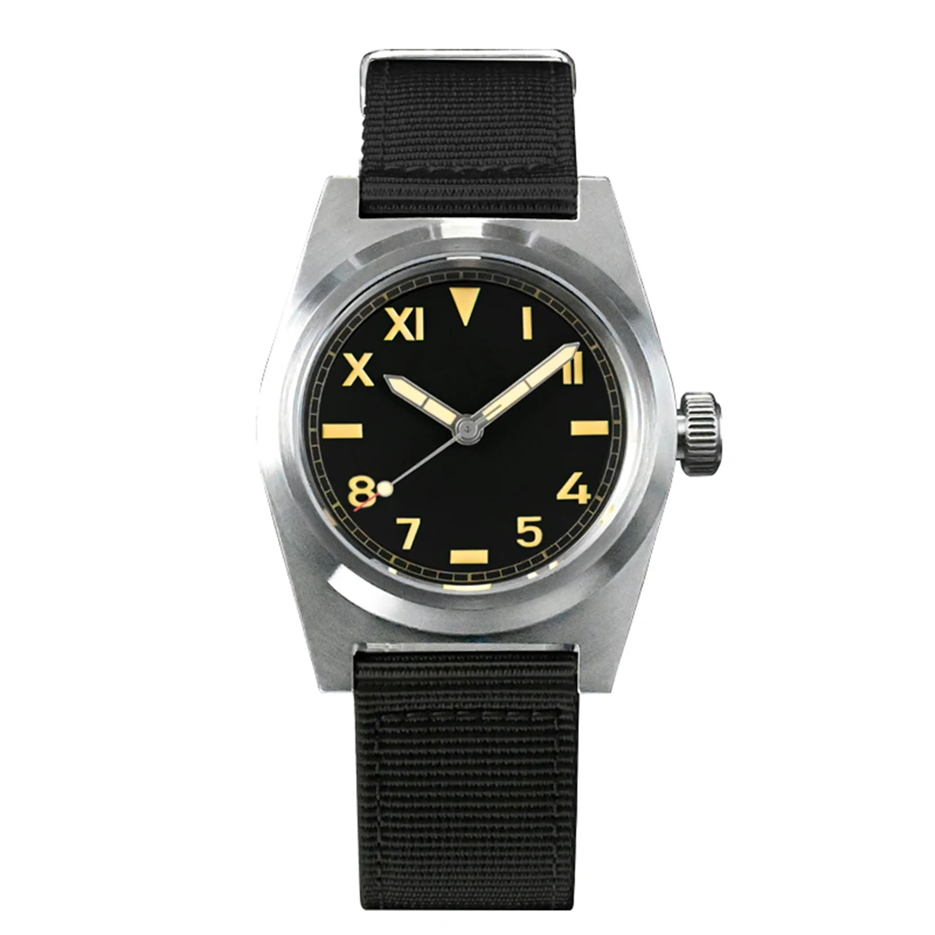

San Martin Men Pilot Watch Mens Automatic Watches Military Mechanical Wristwatch Sapphire 200M Waterproof C3 Luminous NH35 Nylon