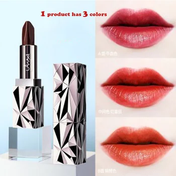

3 in 1 colours Moisturizing Waterproof plump tri-colour lipstick matte Rotten Tomato Colour Lipstick