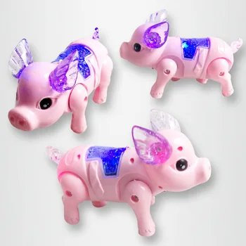 

Interactive Glow Flashing Unique Led Electronic Walking Pig Musical Kids Gift With Rope Educational Plastic Development Funny