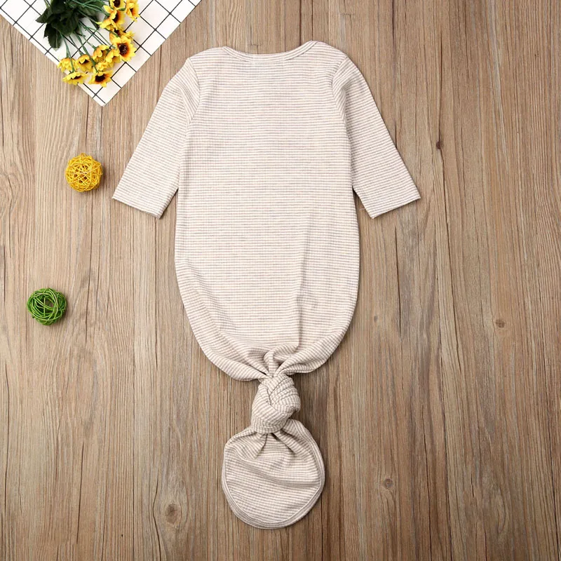 Focusnorm/Новинка; модная повседневная одежда для сна для новорожденных девочек и мальчиков; одежда для сна в полоску; однотонная хлопковая одежда для сна