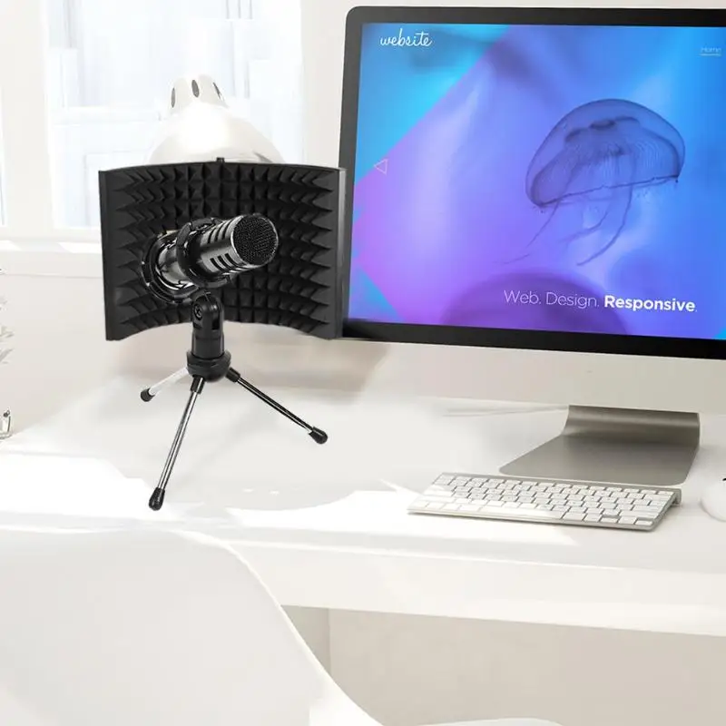 Foldable Microphone Acoustic Isolation Shield Alloy Acoustic Foams Panel Studio Recording Microphone Accessories