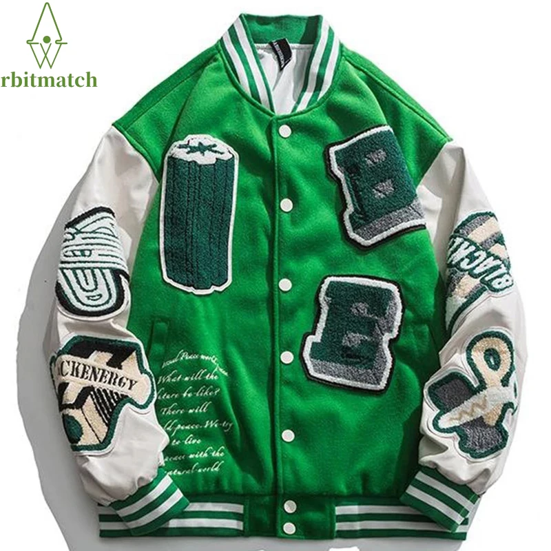 Куртка Varsity в стиле хип-хоп для мужчин и женщин зимняя бейсбольная куртка пэчворк