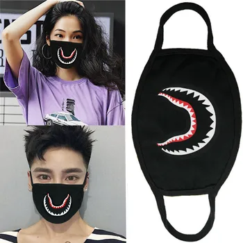

Cool Black Anime Masks Cartoon Shark Mouth Face Mask Adult Dust proof Punk KPOP Accessory Cosplay Masks Halloween Party Gifts