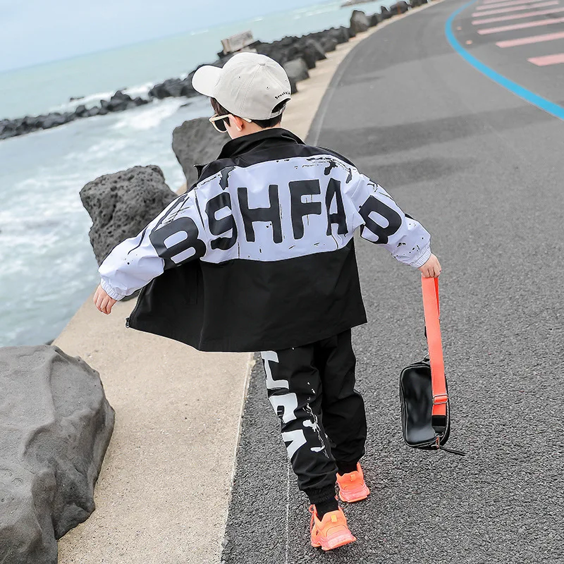

CHILDREN'S Garment BOY'S Autumn Clothing Set 2019 New Style Big Virgin Boy Spring And Autumn Lettered Ink Set Western Style 15