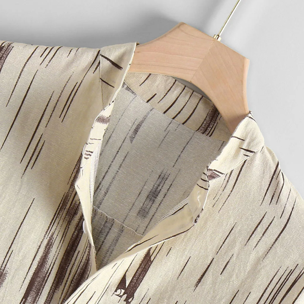 Camisa мужская рубашка Осенняя свободная модная повседневная хлопковая и льняная рубашка с принтом топы с длинными рукавами Блузка мужская chemise homme Новинка