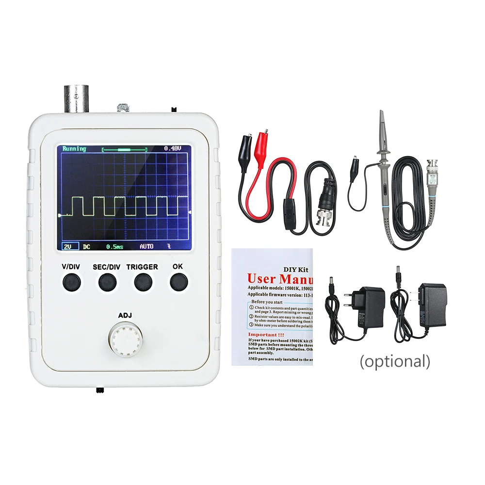 

Portable Oscilloscope DSO150 Oscilloscope Digital Multimeter with Protection Box 2.4" TFT Probe Allicator Chip for Arduino