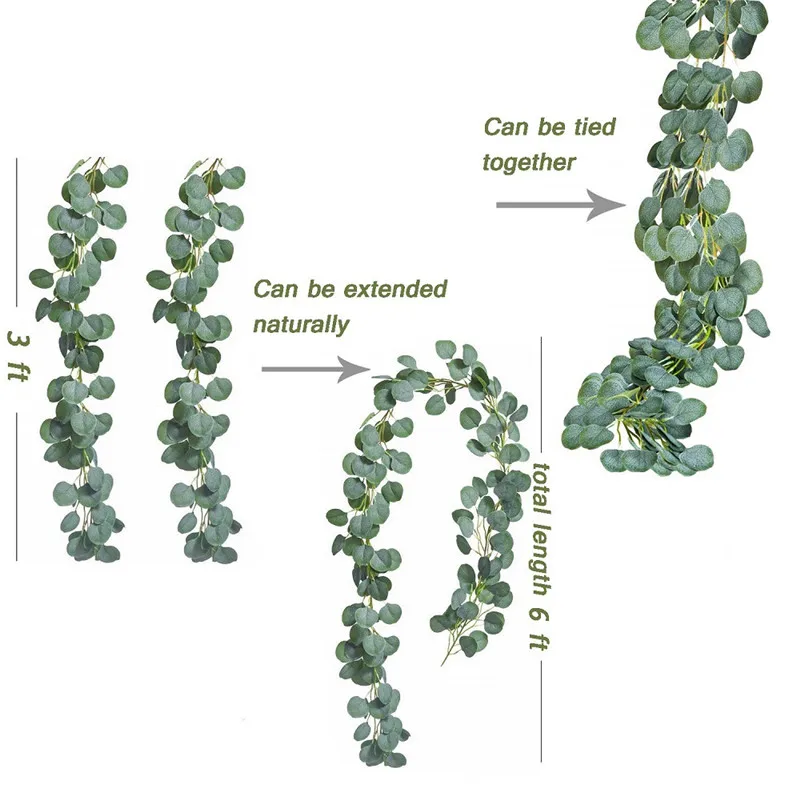 1 м/2 м искусственная Лиана эвкалипта Рождественская зелень гирлянда для свадьбы фон Арка настенная настольная дорожка с цветами Декор