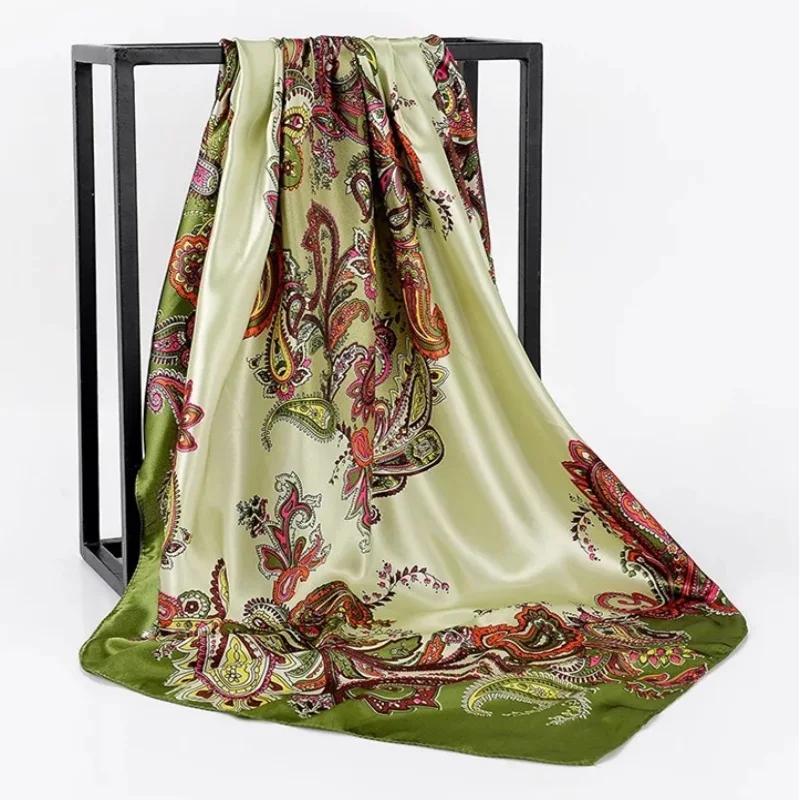 Шелковые шарфы Foulard 90*90 см квадратная голова хиджаб шарф Женский шифон шаль Бандана обертывание глушитель парео - Цвет: 21