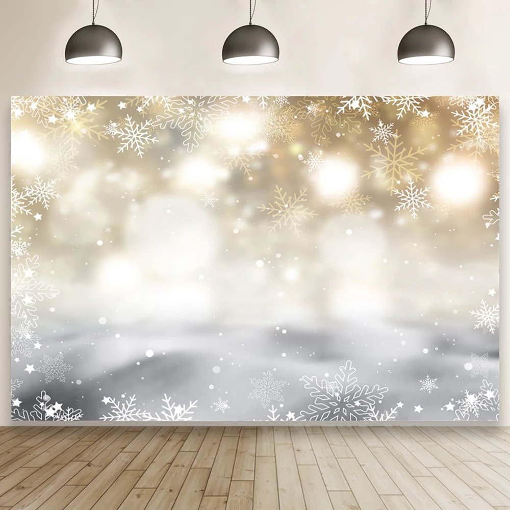 

Laeacco Winter Snowflake Dot Polka Light Bokeh Portrait Birthday Custom Backdrop Photographic Photo Background For Photo Studio