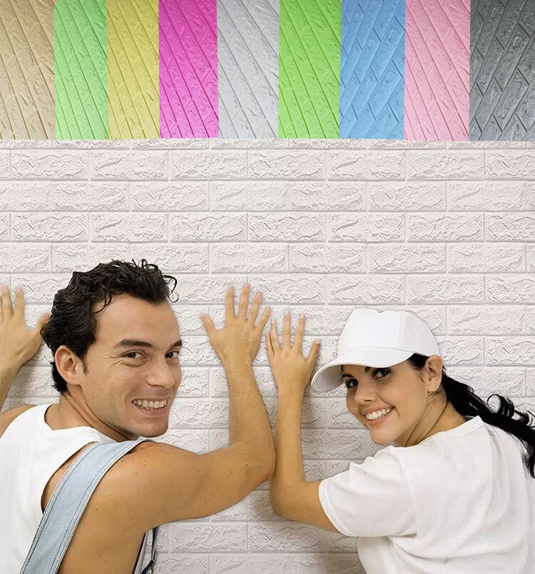 

70*77 3D Brick Wall Stickers DIY Foam Waterproof Nursery Wall Cover Wallpaper TV Backsplash Kids Living Room Decoration