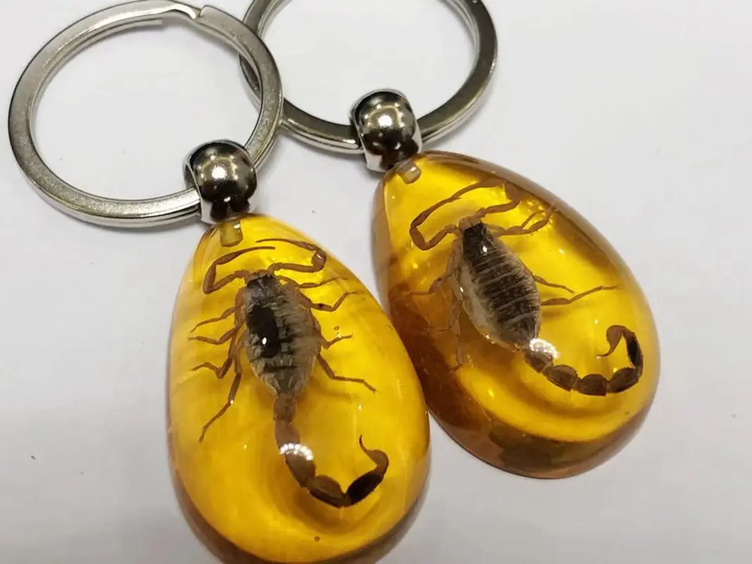 

50 pcs Fashion Stylish Real Gold Scorpion King Keychain Yellow Drop Creative Gift