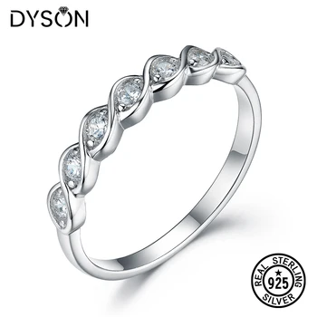 

Dyson 925 Sterling Silver Ring Fashion Twisted Crystal Zircon Brial Band Ring For Women Korean Wedding Engagement Bridal Jewelry