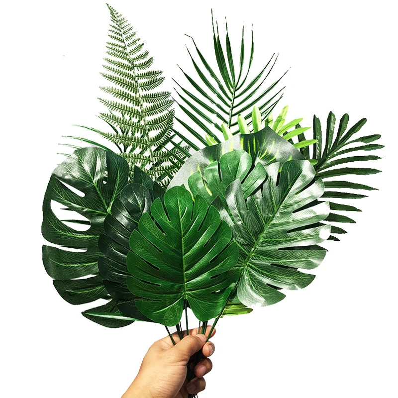 

1pcs Artificial Tropical Leaf Palm Wedding Hawaiian Luau Theme Party Decoration Home Garden Wedding Christmas Decoration leafs