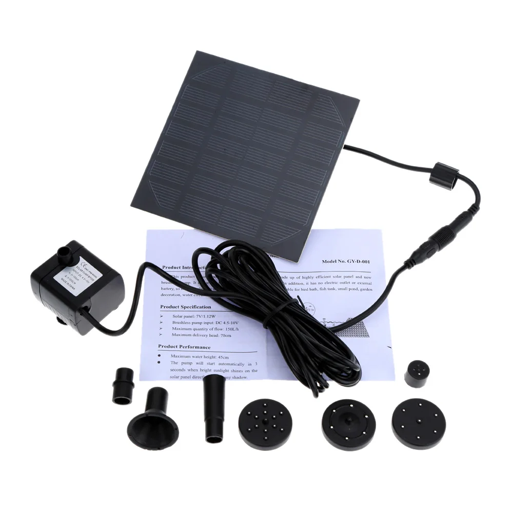 

Solar-Powered Water Pump Silicon Mini Solar Water Pump Power Panel Kit Fountain Pool Garden Pond Submersible Watering