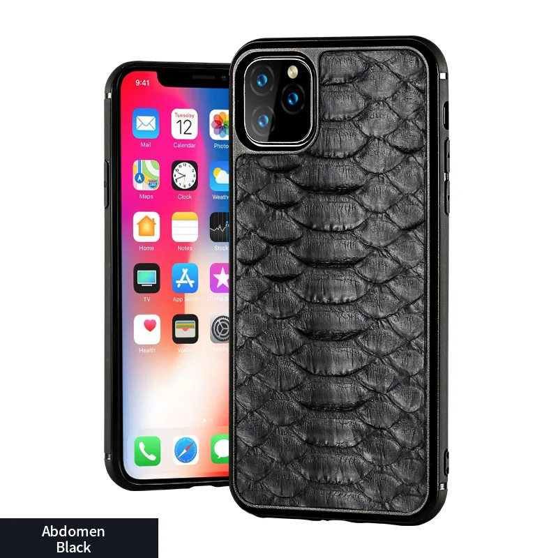 Черный Роскошный чехол из натуральной кожи для iphone 11 pro max Rea, защитный противоударный чехол для iphone 11 pro 7 8 plus xs x - Цвет: Черный
