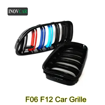 

Pair 4 Colors Double Slat For B-MW 6 Series F06 F12 Glossy Black Car ABS Front Hood Grille 2012-2017