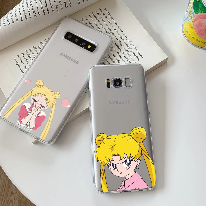 Cute Japanese Anime Sailor Moon Tpu Soft Phone Case For Samsung Galaxy S8 S9 S10plus S Sultra S6 S7 Dege Phone Case Covers Aliexpress