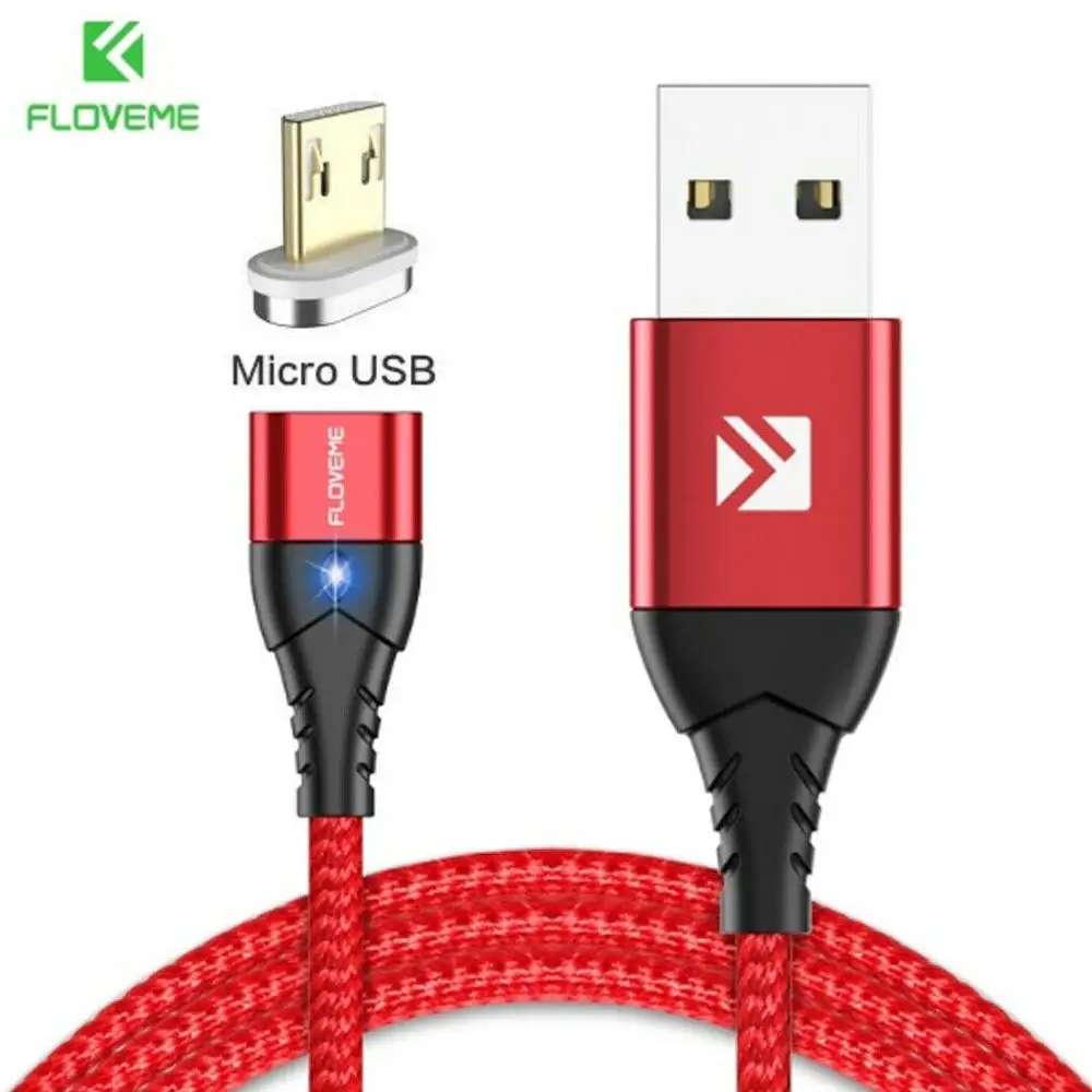 FLOVEME Магнитный кабель Micro usb type C для iPhone кабель освещения 1 м 3A провод для быстрого заряда type-C Магнитный кабель для зарядки телефона - Цвет: Red For Micro