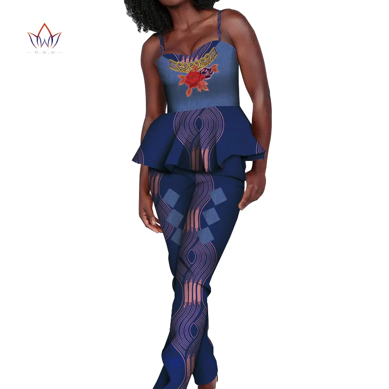 Новые Дашики женские наборы Анкара 2 шт длинные брюки Женская африканская брендовая одежда плюс размер Дамская одежда wy5139