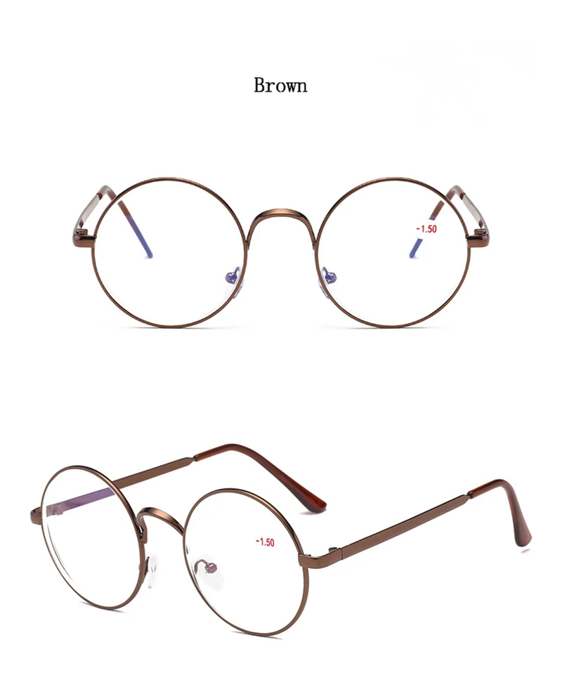 Голубые световые блокирующие компьютерные очки мужские близорукие очки для зрения женские круглые очки для близоруких 0,-1,0~-4,0 N5