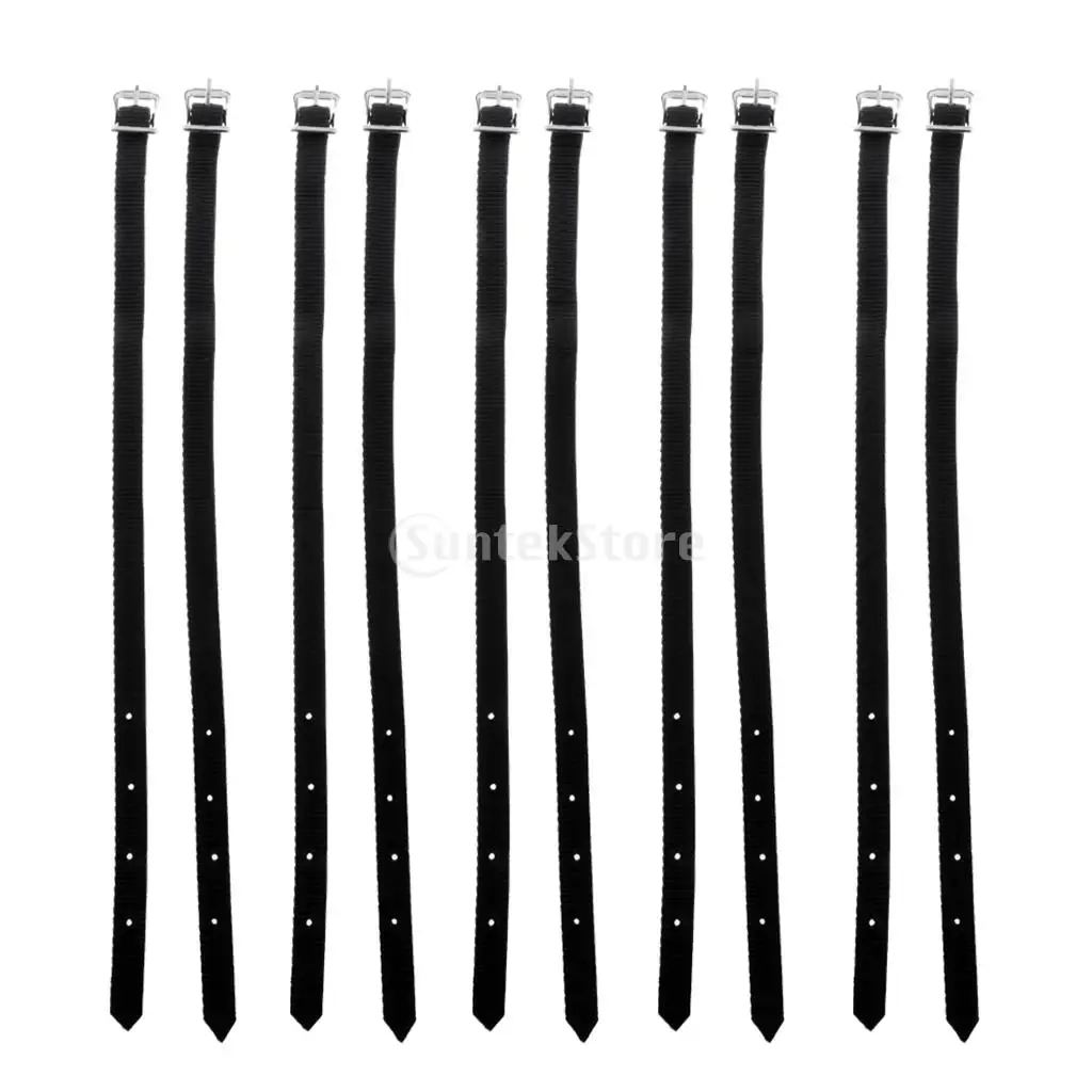 10pcs Thickened PP Weaved English Spurs Straps Western Horse Riding Equestrian - Black