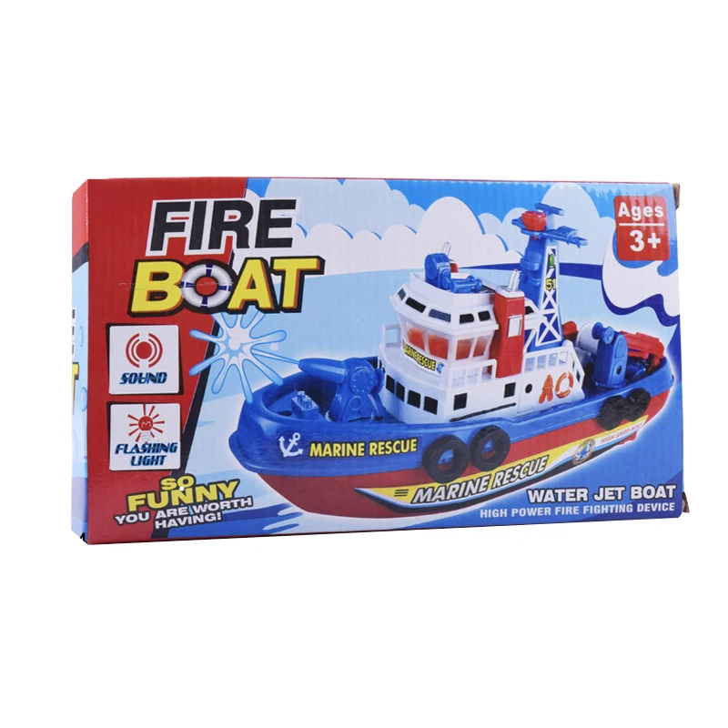 Kids Toy Fire Boat High Speed Music Light Electric Marine Rescue Non-remote Gifts RC Boats Remote Control Toys Educational Toys