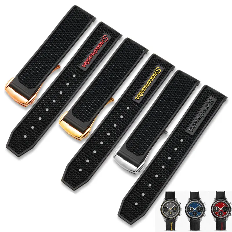 

TKN 21mm High Quality Waterproof Silicone watchband with folding buckle adaptation Omega SeaMater Speedmaster Clock accessories