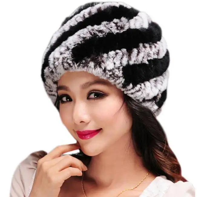 Модная теплая зимняя шапка женские шапки ручной работы теплый женский головной убор шапки - Цвет: Черный