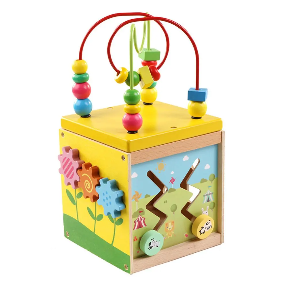 

Wooden Children's Educational Toys Multi-function Round Bead Treasure Box Baby Clock Shape Cognitive Fun Toys