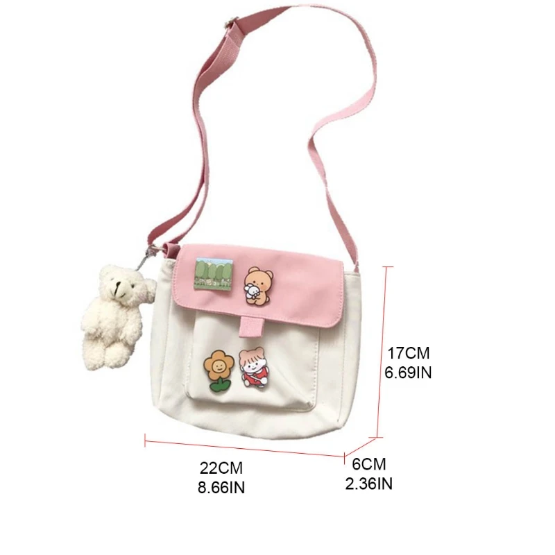 Women Sweet Kawaii Printed Canvas Shopping Bags Crossbody Shoulder Satchel Purse
