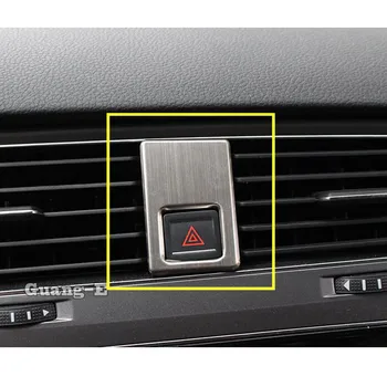

For VWVolkswagen Golf7 Golf 7 2014 2015 2016 2017 Car Stainless Steel Parking Hazard Warning Light Outlet Trim Frame Lamp