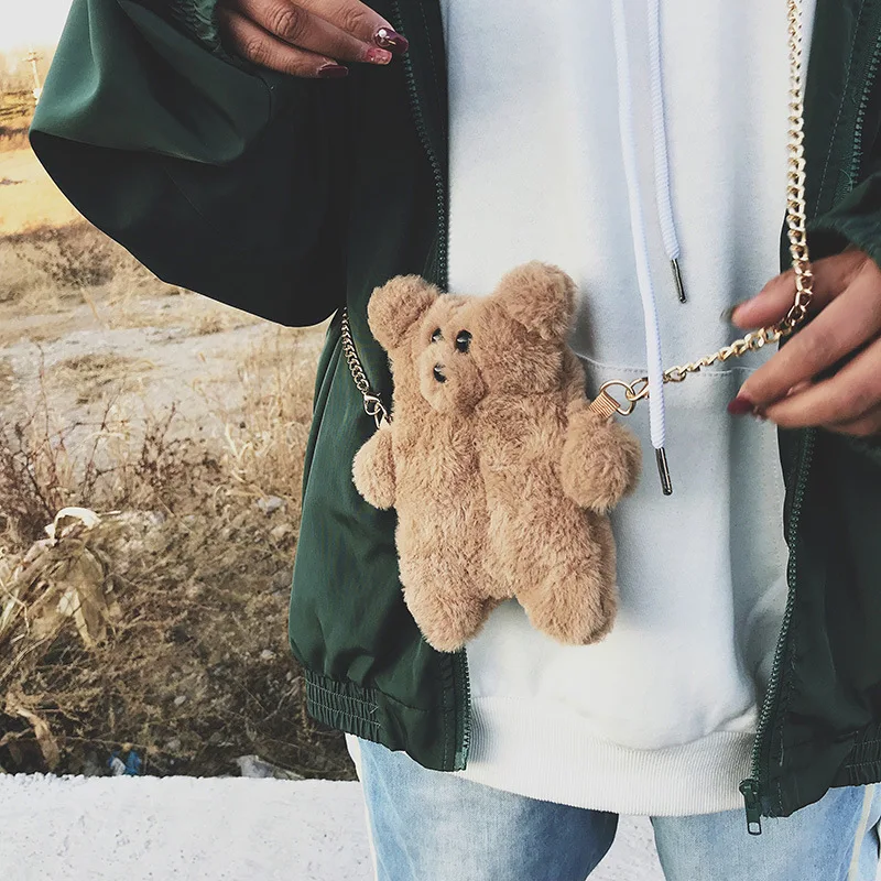 

Trend Cool Plush Bear Shoulder Bag Women's Casual Travel Shopping Shoulder Bag Versatile Fashion Messenger Backpack