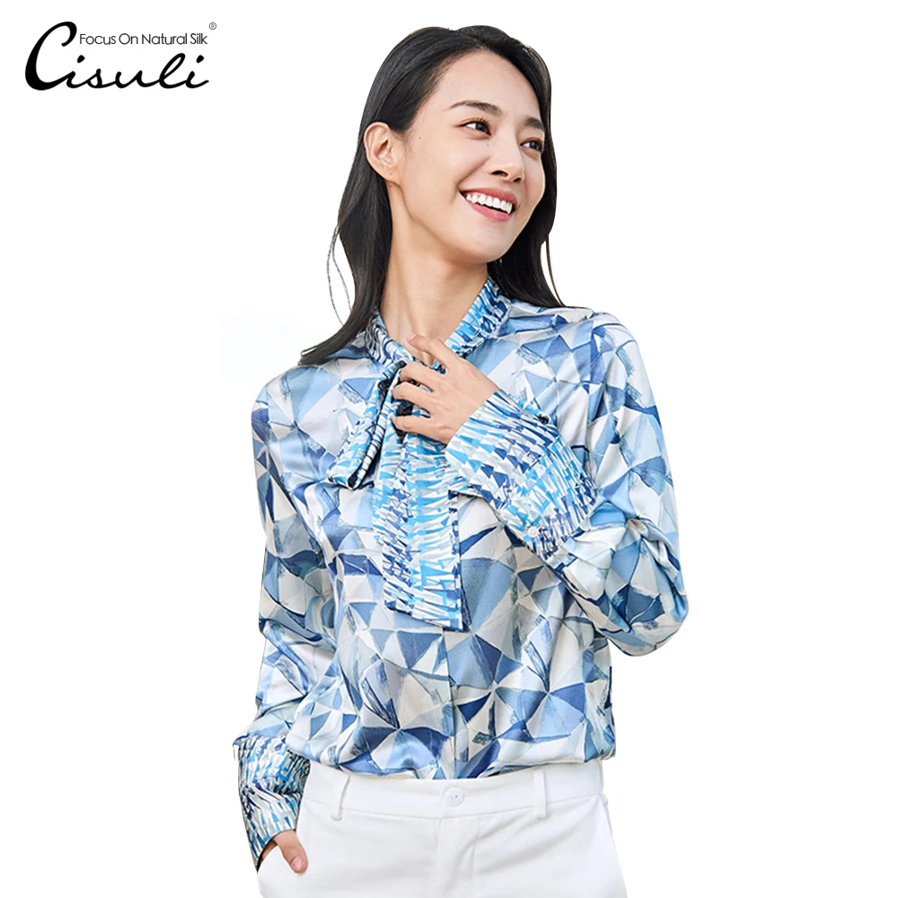 

CISULI 100% mulberry silk print shirt new trend