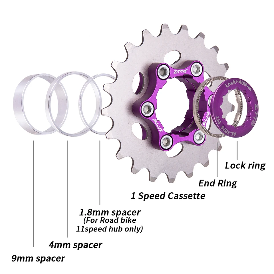 Single Speed MTB Cassette Cog 1Speed Gear 16T 17T 18T 19T
