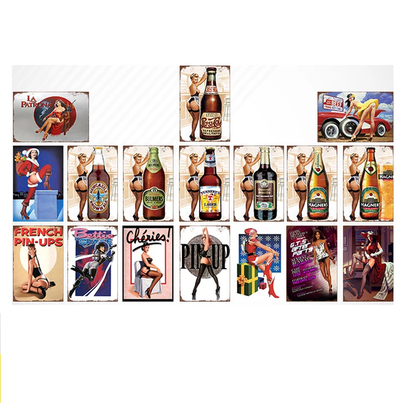 

Bar Sexy Girl Metal Sign Vintage Tin Sign Plaque Metal Vintage Wall Decor for Bar and bedroom Retro Metal Posters Iron Painting