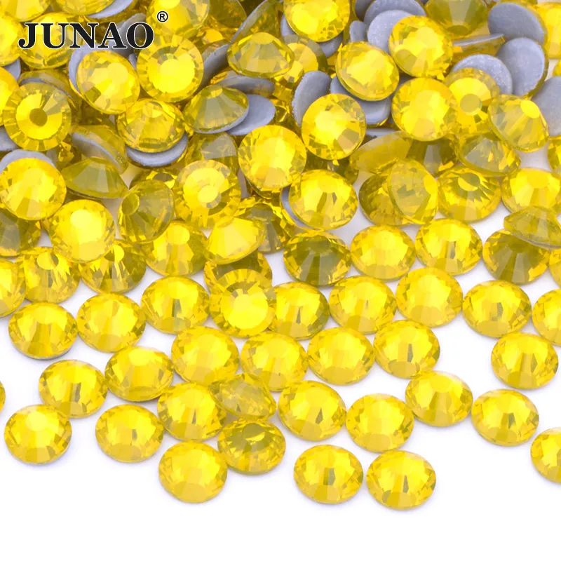 JUNAO SS 6 10 16 20 30 Wholesale AB Crystals Hot Fix Glass Rhinestone Flatback Iron On Strass In Bulk Hotfix Crystal Stones 