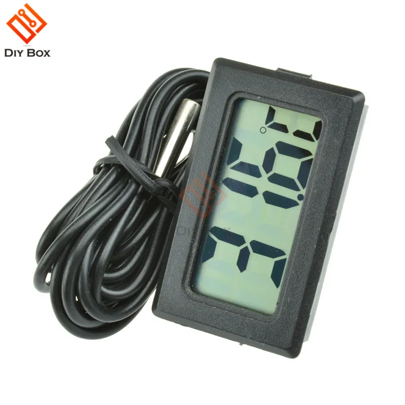 Black with 2M Cable Мини цифровой ЖК-дисплей датчик для холодильника Морозильник Термометр Сенсор термометр термограф для аквариума холодильник комплект Чэнь бар Применение - Цвет: Black with 2M Cable