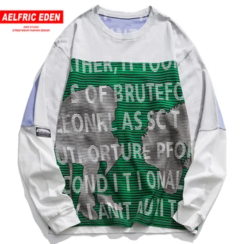 

Aelfric Eden Contrast Letters Print Sweatshirt 2020 Harajuku Hip Hop Long Sleeve Fashion Street Casual Cotton Men's Pullover