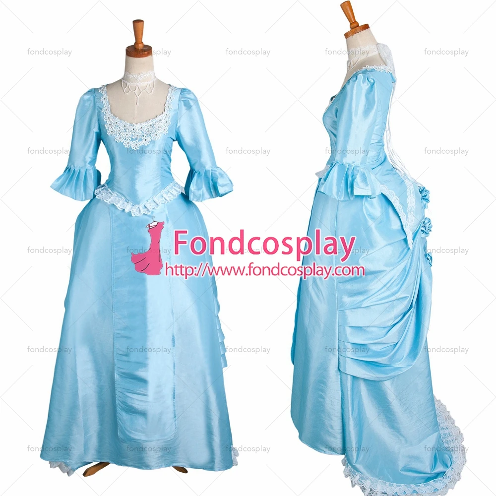fondcosplay Victorian ROCOCO Gown Ball baby blue Taffeta shirt skirt Gothic cosplay Costume Tailor-made[G1641] |