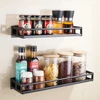 Kitchen Organizer Wall Mount Storage Rack Punch-free Metal Spice Jar Rack Cabinet Shelf Kitchen Storage Holder 1