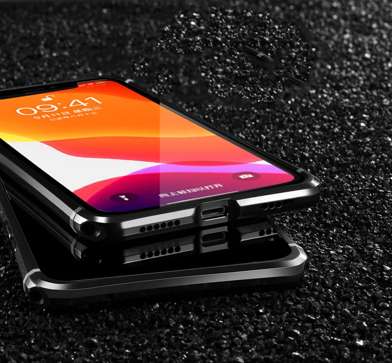Для iPhone 11 Pro Max чехол из твердого закаленного стекла с металлической рамкой крышки бампера чехол для iPhone 11 Pro iPhone 11 ударопрочный Funndas