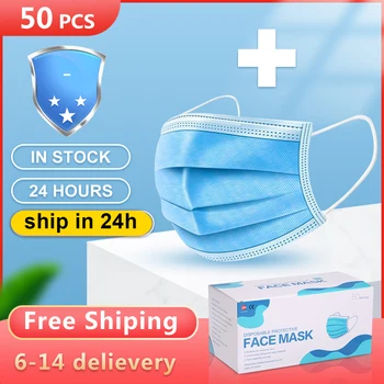 

50pcs face Mask Disposable Mask filter Non-woven fabric Safety Respirator Maskst Breathable Face Cover Dust-proof mouth mask